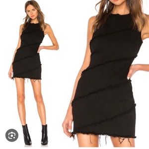 Alexander Wang black denim diagonal seamed dress